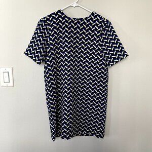 Zara Woman blue black white striped design causal sheath dress short sleeved